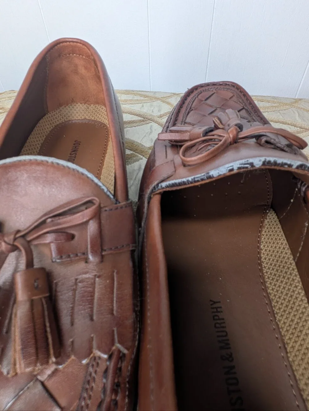 Johnston Murphy Halsey Woven Kiltie Tassel Brown Size 11 M Mens Slip On Loafer